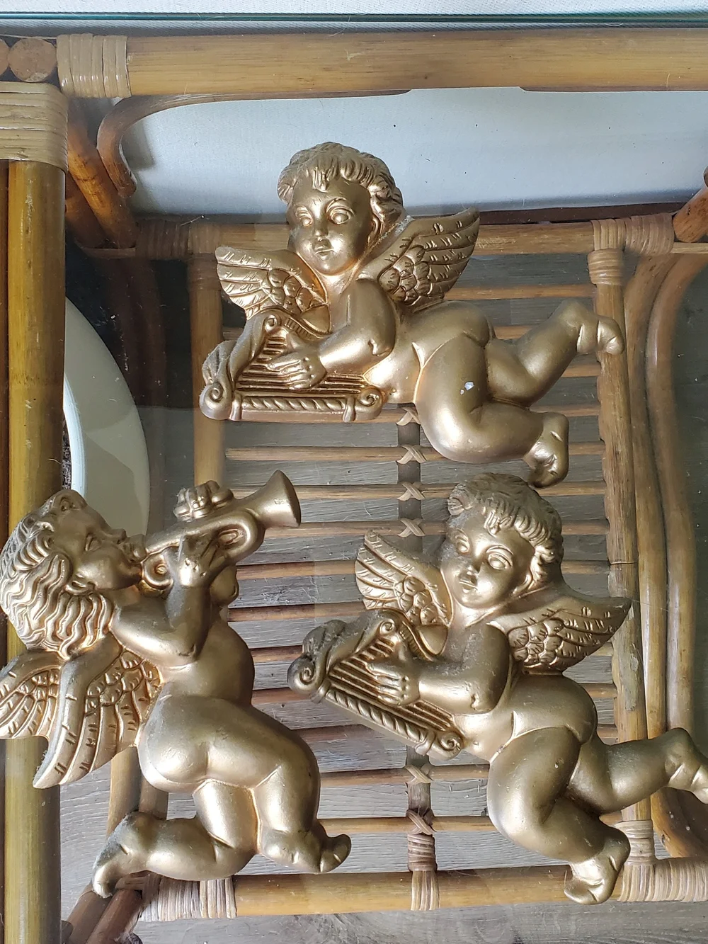 Gold Cherub Wall Accent Trio - Decorative Home Wall Decor